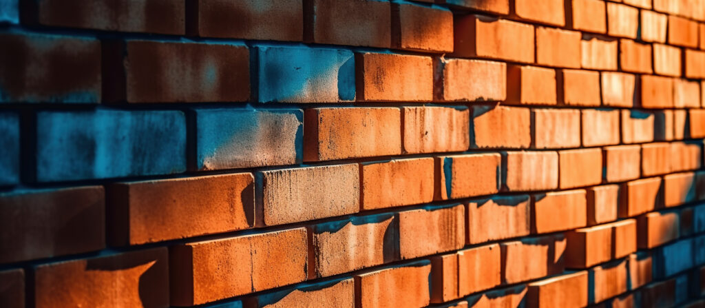 brick wall with even rows redorange bricks ai generated image