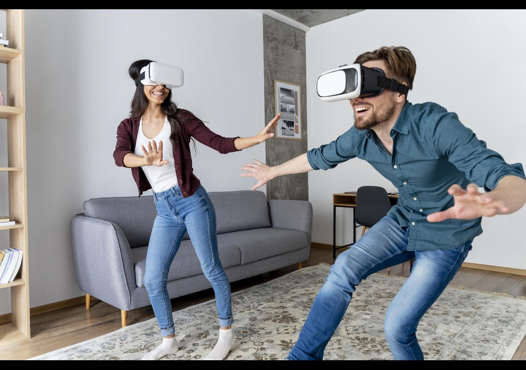 Men and Women enjoying Augmented reality (AR) and Virtual Reality (VR)